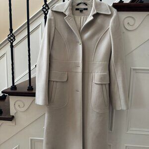 DKNY Women's Classic Beige Wool-Blend Coat, Size 8